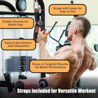 Pull Up Handles Neutral Grip: Portable Barbell Grip with 2 Detachable Straps for Cable Machine LAT Pull Down T-bar Row Deadlift Shrug