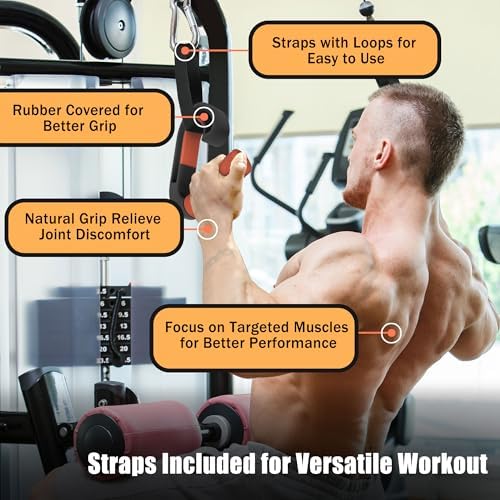 Pull Up Handles Neutral Grip: Portable Barbell Grip with 2 Detachable Straps for Cable Machine LAT Pull Down T-bar Row Deadlift Shrug
