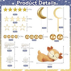 Knana 33Pcs Moon Star Cake Toppers Deer Cake Topper with Moon Star Cloud for Baby Shower Birthday Party Supplies