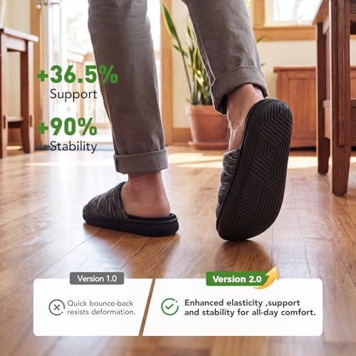 VeraCosy Mens Open-Toe Slippers Memory Foam Indoor Outdoor House Shoes