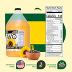 AVO High-Oleic Organic Sunflower Oil for General Cooking, 1 Gallon, Non-GMO Certified, Neutral Flavor Cooking Oil