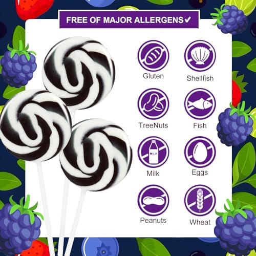 Black Swirl Lollipops 32 Pack, Black & White Candy Swirl Lollipops Individually Wrapped Suckers, Halloween Suckers Lollipops Candy Bulk – Trick or Treat, Blackberry Flavor