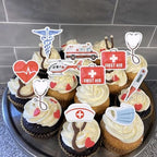 Rsstarxi 36 Pack Nurse Cupcake Toppers Nurse Decorations for Party Ambulance Helicopter Medical Instruments Cupcake Picks for Medical Nurse Theme Grad Birthday Party Cake Decorations