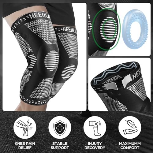 NEENCA Professional Knee Brace for Pain Relief, Medical Knee Support with Patella Pad & Side Stabilizers, Compression Knee Sleeve for Meniscus Tear, ACL, Joint Pain, Runner, Workout (Black, XX-Large)