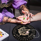 CRASPIRE Pendulum Board Pentagram Dowsing Divination Metaphysical Message Board 7.9Inch Wooden Carven Board with Rose Quartz Crystal Dowsing Pendulum Witchcraft Wiccan Altar Supplies Kit