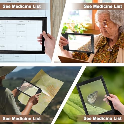 5X Full Page Magnifier for Reading, Handheld Full Book Page Magnifier Glass Bendable Book Magnifying Glass Lightweight Magnifiers for Reading Small Prints and Low Vision Seniors