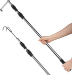 Suwimut Truck Cargo Grabber Reach Retriever Tool, 6.5 Feet Truck Telescoping Pull Pole with Two Hooks, Expandable Heavy Duty Stainless Steel Trucks Grabber Reach Tool for Pickup Trucks Bed Accessories