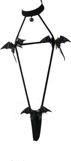 JasmyGirls Anime Lingerie Sexy Devil Cosplay Costume Halloween Micro Bikini Kawaii Bra Panty Japanese Bat Slingshot Gothic Outfit Black