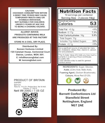 Barnetts Sweets Mega Sour Candy Cherry 200g