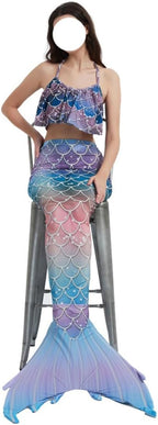 LVTFCO Adult Mermaid Adult Performance Wear, Fishtail Princess Dress 3-piece Set, Game Anime Cosplay Costume