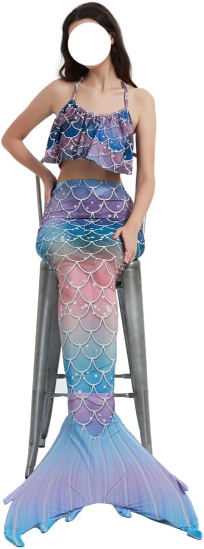 LVTFCO Adult Mermaid Adult Performance Wear, Fishtail Princess Dress 3-piece Set, Game Anime Cosplay Costume