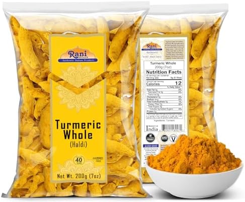 Rani Turmeric (Haldi) Root Whole Spice, Dried 7oz (200g) ~ All Natural | 100% Pure | Vegan | Gluten Friendly | NON-GMO | Kosher | Indian Origin