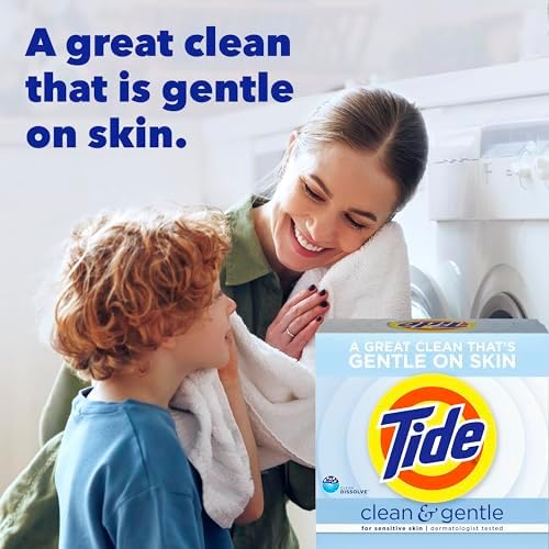 Tide Clean and Gentle Powder Laundry Detergent, Unscented, 68 Loads, 77 oz