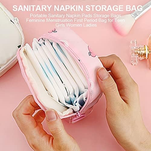 2 Pack Sanitary Napkin Storage Bag Small Portable Menstrual Cup Nursing Pad Storage Pouch, Traveler Friendly Menstrual Period Bag, Mini Makeup Bag Coin Purse Wallets with Zipper for Women Teen Girls