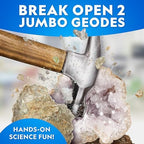 National Geographic Jumbo Geodes Kit – Break Open 2 Large Geodes with Crystals Inside, Earth Science Kit for Kids, Geology Gift for Boys and Girls, STEM Rock and Mineral Toy