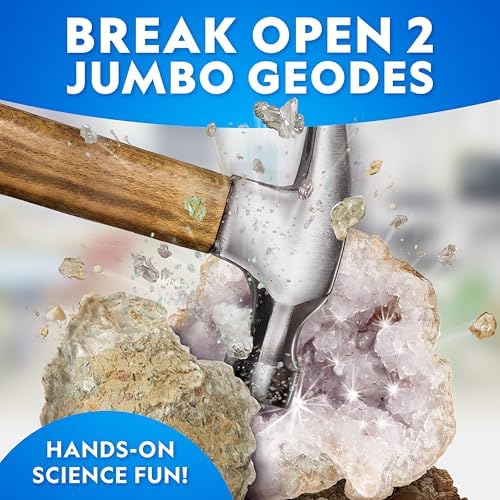 National Geographic Jumbo Geodes Kit – Break Open 2 Large Geodes with Crystals Inside, Earth Science Kit for Kids, Geology Gift for Boys and Girls, STEM Rock and Mineral Toy