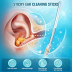 Sticky Ear Cleaning Stick,Reusable Sticky Ear Cleaner Picks,Sticky Ear Swabs,Adhesive Soft Head Swabs, Gentle Soft Ear Care Cleaning Sticks with Dust Cover for All Ages(2 Box)
