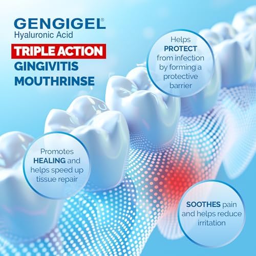 Gengigel Hyaluronic Acid Mouthrinse (150 ml), Oral Care Solution for Gum Health, Reduces Discomfort & Promotes Healing, No Alcohol or SLS, Vegan & Kosher