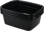 12 Quart Plastic Wash Basins, Rectangular Plastic Washing Pans, Black, 4 Packs