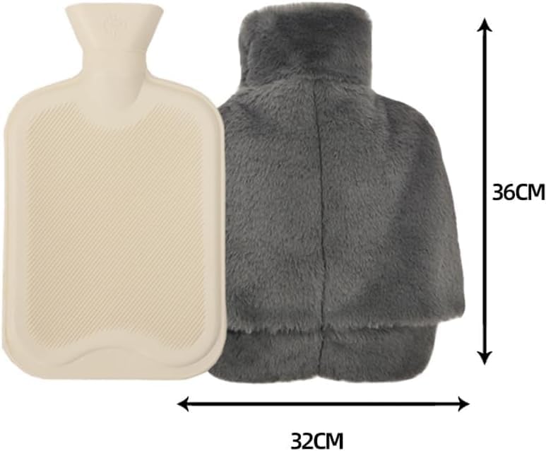 Soft Large Foot Cover,Hot Water Bottle for Feet and Hands,Warm Foot Cushion, 2L Heated Warmer with Washable Plush Cover, Non-Electric Heated Warmer for Pain Relief (Dark Grey, Without Heel)