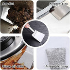 Kitchen Stove Cleaning Brush + Scraper Tool Set, Brass Wire Brushes for Range Hood Grease Grime, Rust Cleaner Heavy Duty Stainless Steel Putty Scraper for Gas Burners Cooktop Pot Pan