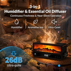 Premium Essential Oil Diffuser, Fireplace Flame Aroma Diffuser with Magnetic Remote, 7 Color Ambient Light, Timer & Auto-Off, Stylish Ultrasonic Diffuser for Bedroom, Office, Yoga Room, Black