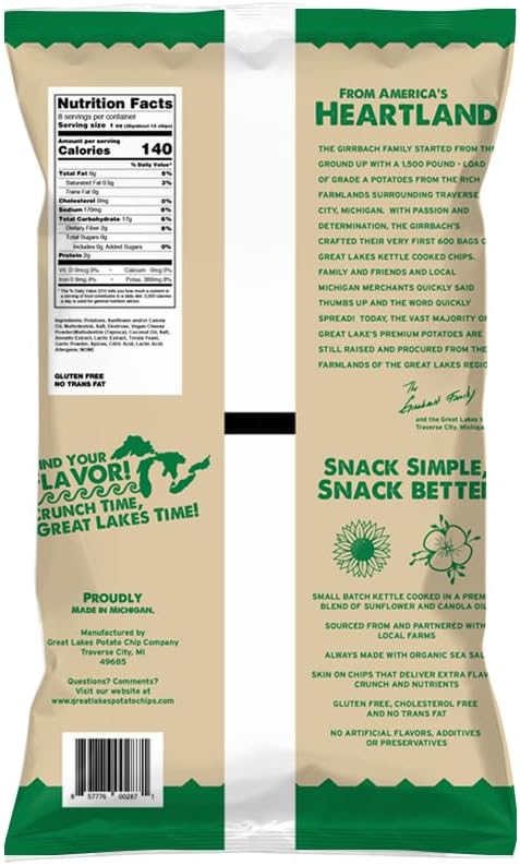 Kettle Cooked Potato Chips by Great Lakes Value Pack Bundled by SUPERDEALS | 1.375 Oz Bag | Parmesan Ranch Style | Pack of 12 with mystery bonus gift