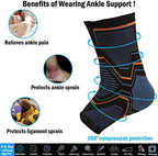 Compression Ankle Brace Sleeve Socks Foot Support Guard for Basketball Foot Running Sports Women Men Injury Recovery,Relieve Join Pain - 1 Pair Pack (Medium)