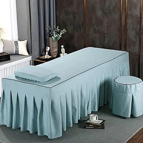 KKLT 4-Piece Massage Table Sheet Set,Massage Table Skirt Salon Bed Cover Breathable for Body Fumigation Physiotherapy Massage-E 190x70cm(75x28inch)
