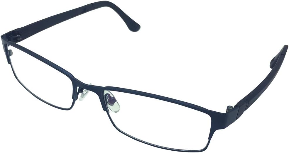 Mens Womens Black Blue Metallic Frame Reading Glasses