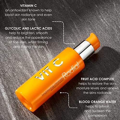 Rodial Vit C Brightening Cleanser – Vitamin C Face Wash with Glycolic & Lactic Acid, Foaming Gel Cleanser for Radiant Skin, Gentle Facial Cleanser for Glow & Smooth Texture