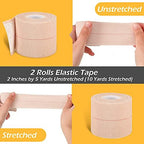 Nuanchu 2 Rolls Adhesive Elastic Tape Bandage Wrap Flexible Stretch Bandages for Sports Ankle, Knee and Wrist Pet Vet Horses Wrap(2 Inch Wide,Apricot)