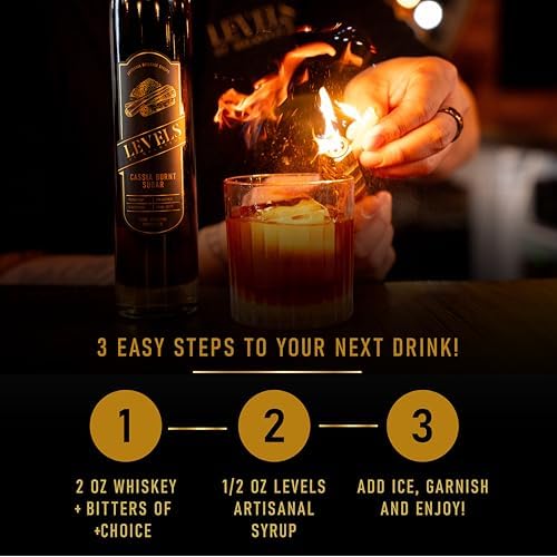 Cassia Cinnamon Burnt Sugar Simple Syrup for Cocktails – All-Natural, Vegan, Kosher & Gluten-Free –Perfect for Old Fashioneds Mix, Whiskey (5 fl OZ, Cinnamon)