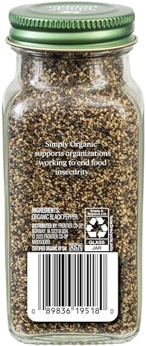 Simply Organic Coarse Ground Black Pepper, 2.47 Ounce Bottle, Coarsely Ground fo Fresh-Cracked Bite, Kosher