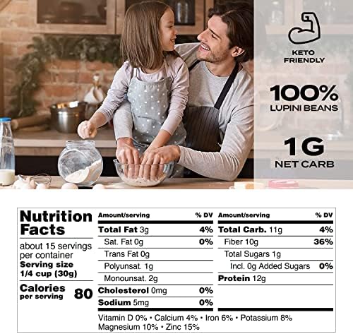 Aviate Lupini FLAKES - Keto "Oats" & Vegan Friendly Superfood - Non-GMO, Gluten Free - High Protein - Low Calorie & Low Carb - Rich in Dietary Fiber and Minerals - 100% Lupin Beans - 12 Ounces (Pack of 1)