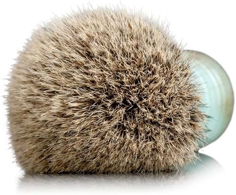Lather & Wood Shaving Brush for Men- Premium 100% Badger Hair - High End Blue Agate Resin Handle