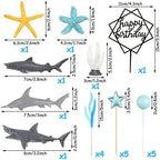 21 Pack Shark Cake Topper Sea Creatures Shark Figurines Decoration Starfish Sea Grass Coral Cake Decorations Ocean Theme Birthday Party Decorations DIY Star Balls for Baby Shower