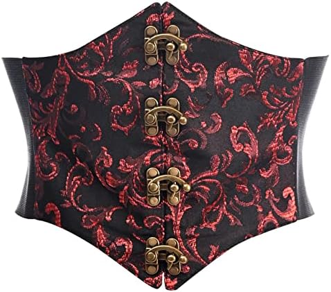 Lavish Dark Crushed Velvet Corset Belt Cincher w/Clasps
