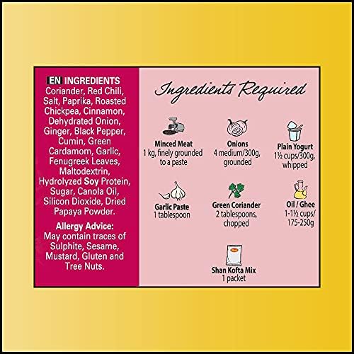 Shan - Kofta Seasoning Mix (50g), Spice Packets for Meat Balls in Spicy Curry (Pack of 6)