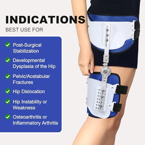 Hinged ROM Hip Abduction Brace, Adjustable Abduction Hip Stabilizer for Sciatica Pain Relief, Post Op Hips Orthosis Support Brace Joint Protection Fixation, Universal (Left)