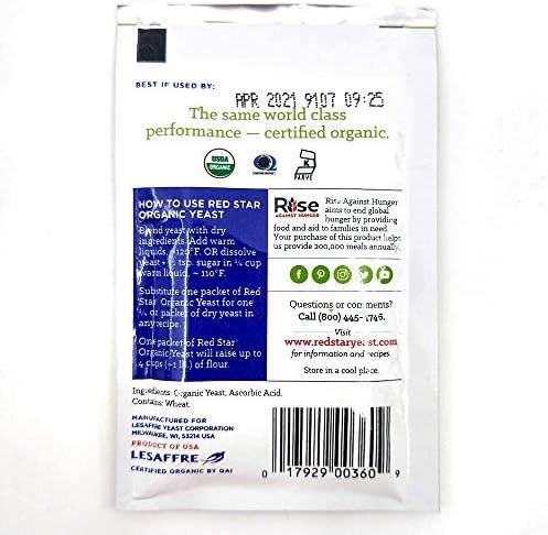 Lesaffre Red Star Organic Instant Yeast - 5 Packets