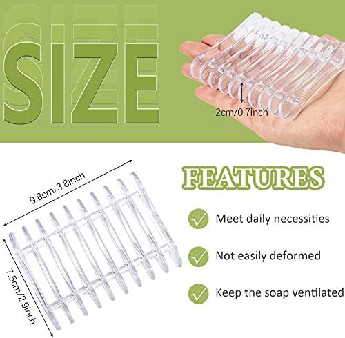 2 Pieces Plastic Bar Soap Holder Soap Tray Soap Saver Bar Dish Self Draining Soap Dishes for Soap Sponge Dryer Bathroom Toilet Shower Kitchen Restaurant Counter (Clear)