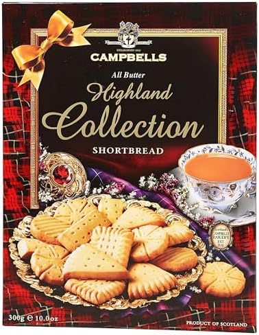 Campbells Shortbread All-Butter Highland Collection Cookies Assortment 10.58 Oz (300g) - Scottish Shortbread Cookies from Scotland, Assorted Gift Box, British Tea Biscuits, Gourmet Scottish Snacks