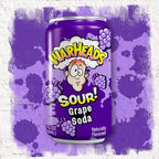 Sour Fruity Soda with Classic Warheads Flavors – Perfectly Balanced Sweet and Sour Soda - Warheads Candy Throwback Treat, Soda, Cocktail Mixer, Pack of 12, 12oz Cans (Grape)
