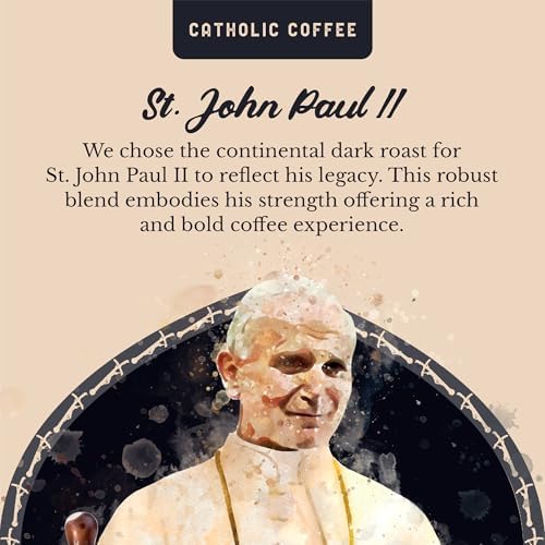 Catholic Coffee Pope St. John Paul II | Peruvian Dark Roast Ground Coffee – Cedar & Chocolate Notes | 12oz Bag – Bold Catholic Gift Inspired by a Modern Saint