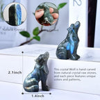 2.1 Inch Labradorite Wolf Crystal Statue，Birthday Present Healing Crystal Decor，Wolf Totem Figurines Stone Energy Gemstones, in Bedroom Office Christmas Meditation Gifts for Men Women