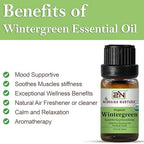 Wintergreen Essential Oil, USDA Certified Organic, 100% Pure Undiluted, Aromatherapy Oil for Diffuser, Hair & Skin Care