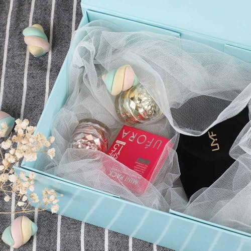 Upgrade 1PCS Blue Gift Box 9.5x7x4 Inches, Sturdy Gift Box with Lid for Gift Packaging, Foldable Magnetic Closure Storage Boxes, Bridesmaid Proposal Box, Rectangle Collapsible Box