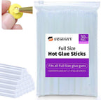 SUNFATT Full Size Hot Glue Sticks,(30 Pcs) 8" x 0.43" Crystal Clear Glue Sticks Perfect for Hot Glue Gun,Easily Create and Bond Crafts on Wood,Plastic,Glass,Flowers,Fabrics,Foam,Jewellery.