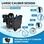 Wheelchair Accessories, Wheelchair Cup Holder with Wheelchair Side Bag, 360° Rotatable & Strong Clip Cup Holder for Wheelchair, Mobility Scooter, Walker Accessories for Seniors, Adults